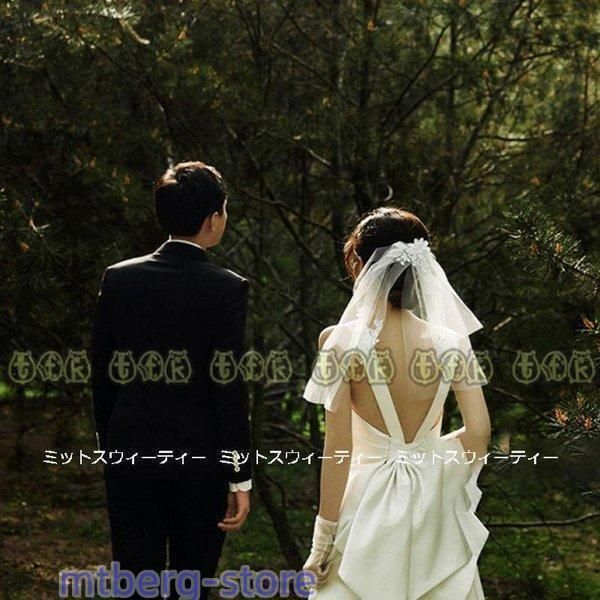 ウェディングドレス ロングドレス 結婚式 ウエディングドレス ガーデンウェディング 二次会 花嫁 前撮り サテン ホワイト シンプル