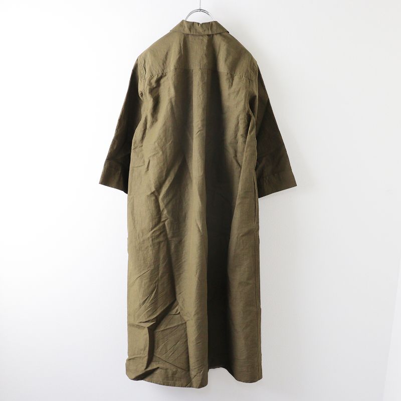 2022SS マーガレットハウエル MARGARET HOWELL FINE PLAINWEAVE COTTON LINEN シャツワンピース  1/カーキ【2400013597180】