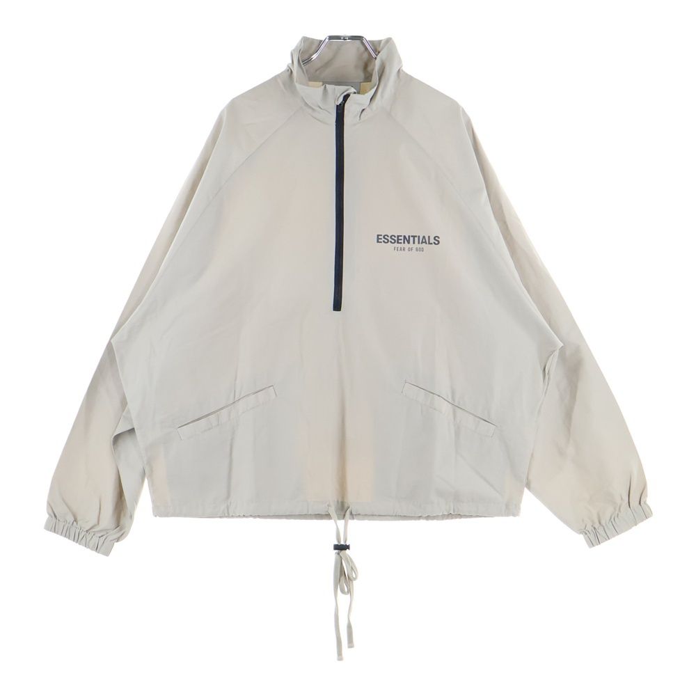 FEAR OF GOD ESSENTIALS フィアオブゴッド エッセンシャルズ HALF ZIP NYLON JACKET リフレクターロゴ ハーフジップ ナイロンジャケット ベージュ