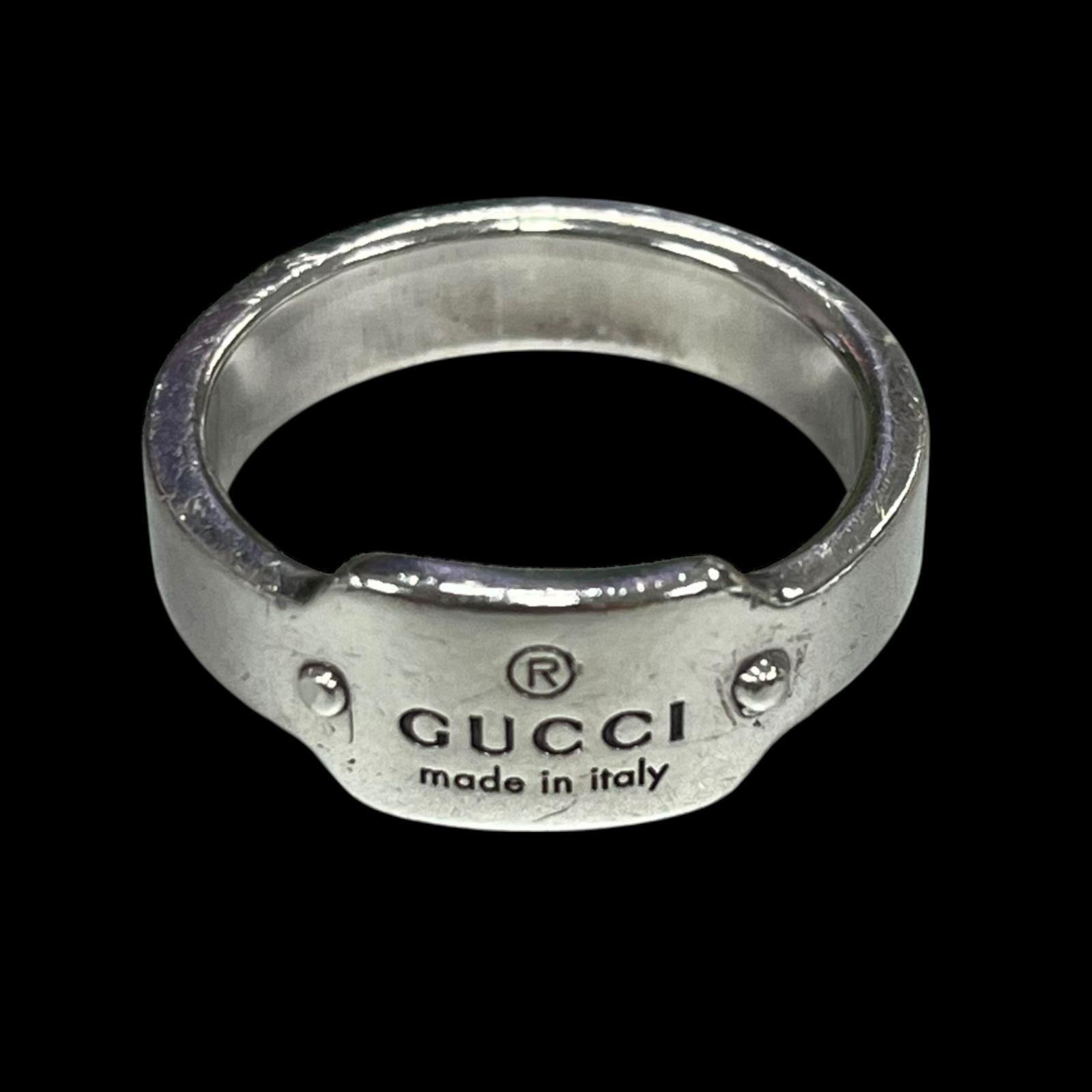 GUCCI グッチ ロゴ プレート リング SV925 ヴィンテージ　19号 GUCCI グッチ ロゴ プレート リング SV925 ヴィンテージ 19号