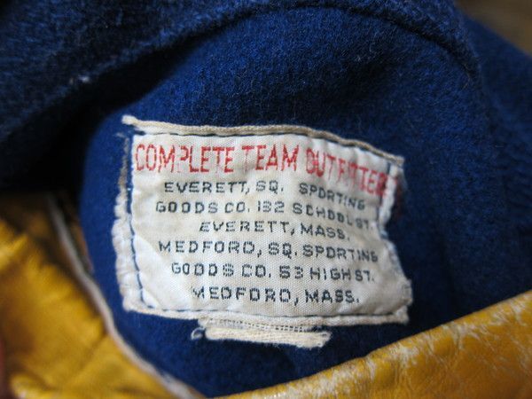 60s ビンテージ SPORTING GOODS ネイビー × イエローベージュ 袖革