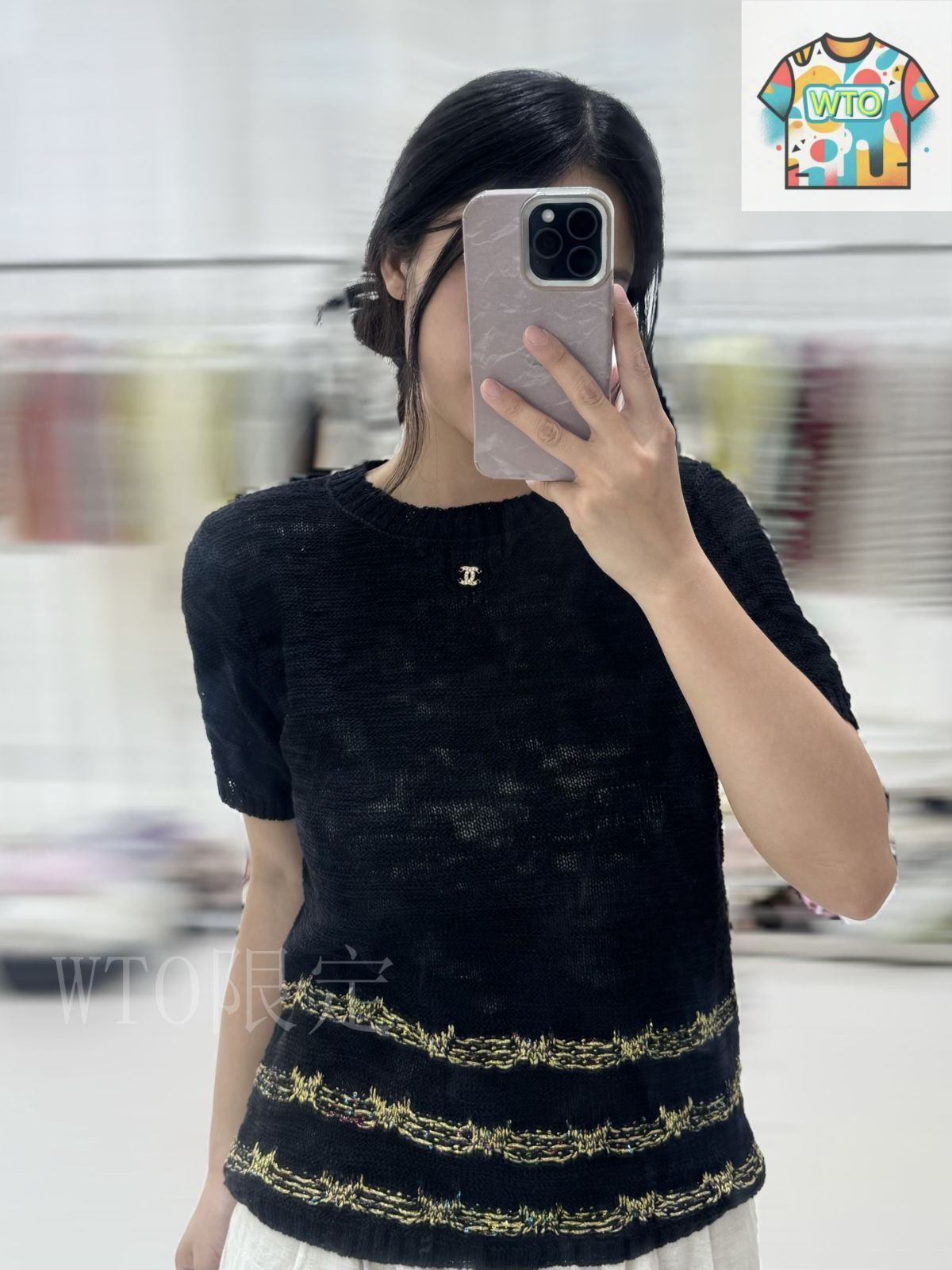 ❣️CHANEL♡ぷっくりロゴ半袖ニットスタッフユニフォーム❣️ ❣️CHANEL♡ぷっくりロゴ半袖ニットスタッフユニフォーム