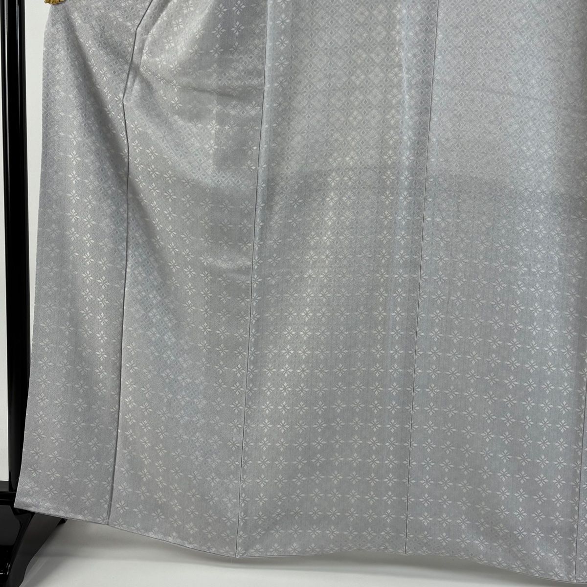 お召 身丈163.5cm 裄丈68cm L 袷 花 地紋 灰色 正絹