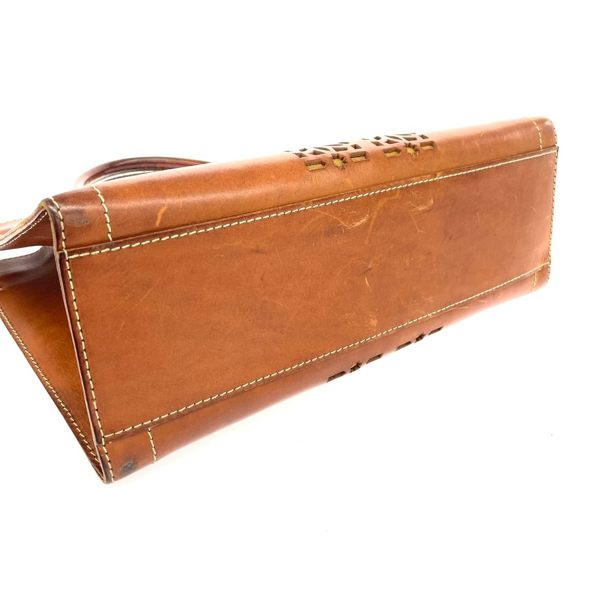 genten ゲンテン トートバッグ カットワーク/レザー ブラウン