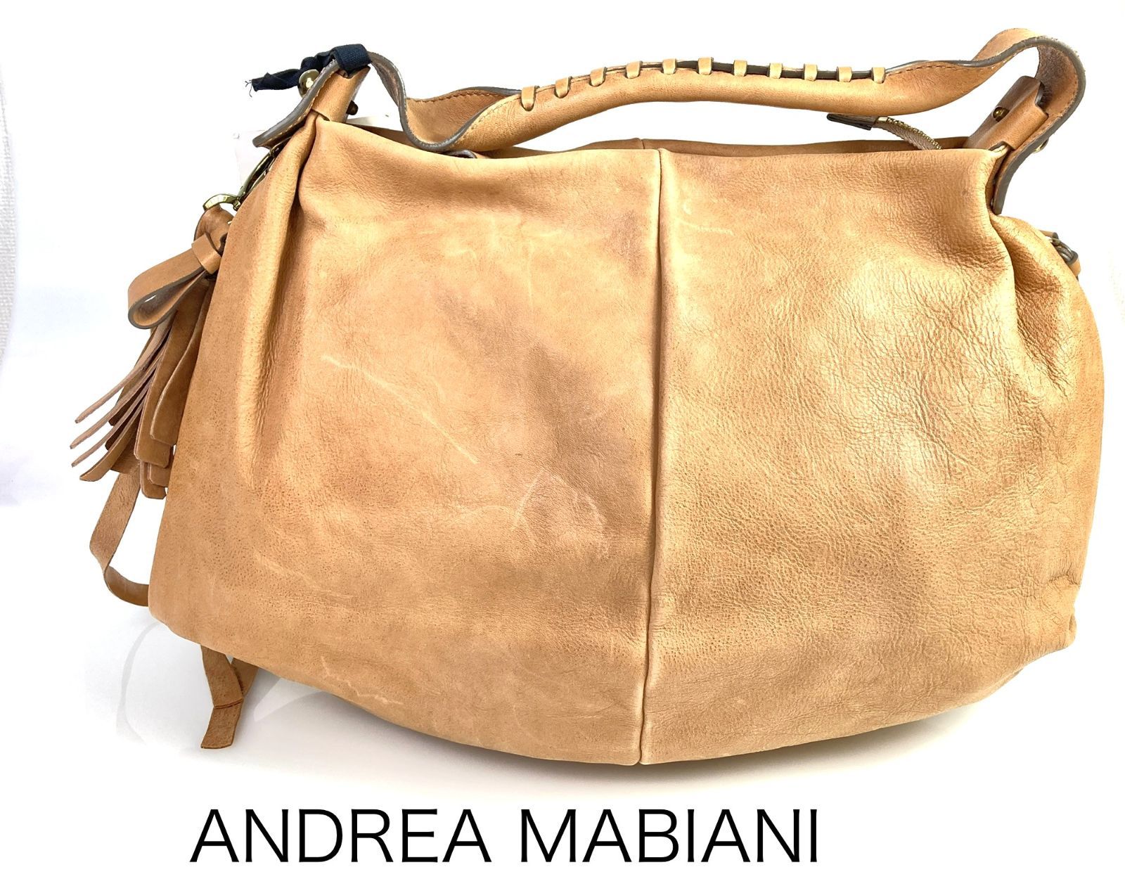 未使用 タグ付き アンドレア マビアーニ ANDREA MABIANI 本革 茶系 