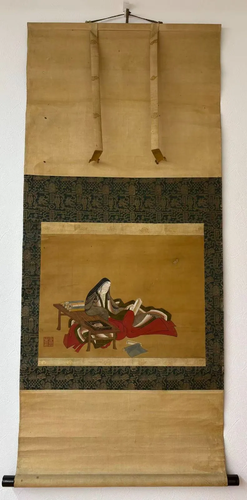 安田靫彦 箱書／土佐光起「武者絵」掛軸（大和絵） 紙本 三幅 安田靫彦 箱書／土佐光起「武者絵」掛軸（大和絵） 紙本 三幅