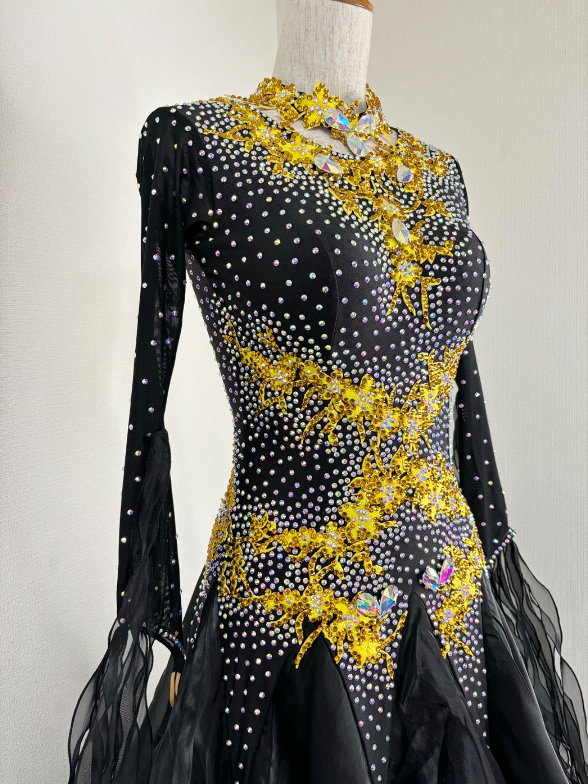 新品》社交ダンス 豪華 ブラック スタンダード モダン デモ 競技