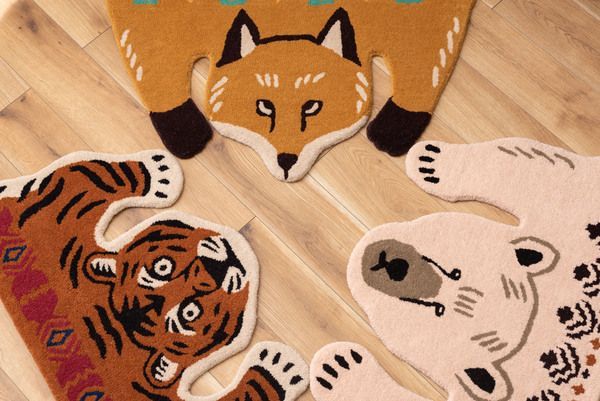 アニマルアクセントラグ 約W60×D90×H1.8 タイガー フォックス ポーラ