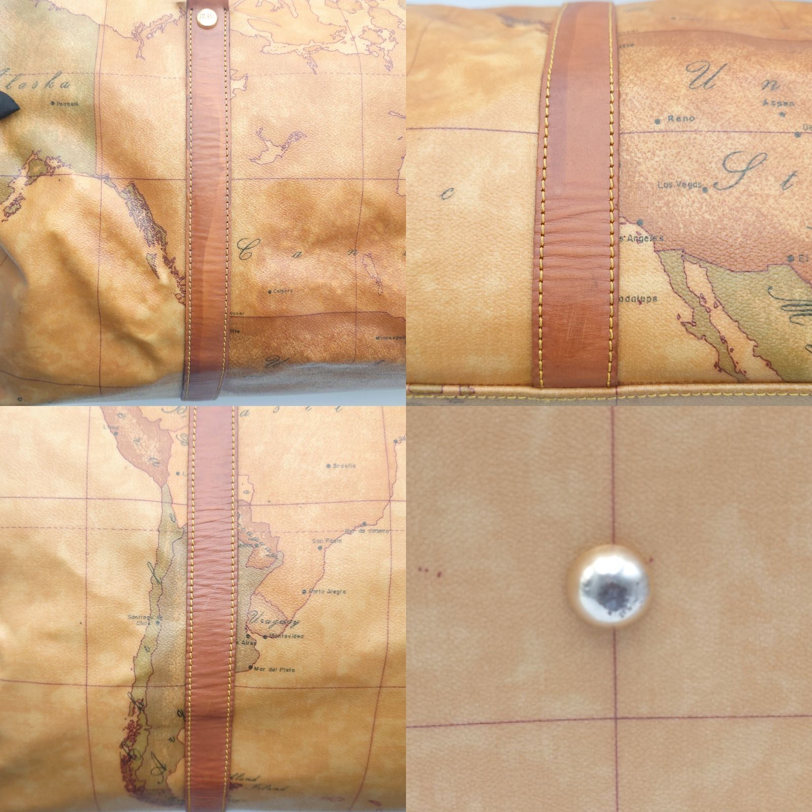 美品　プリマクラッセ　地図デザイン ボストンバッグ　大　南京錠 PRIMA CLASSE プリマクラッセ ボストンバッグ 地図柄 南京錠 PVC