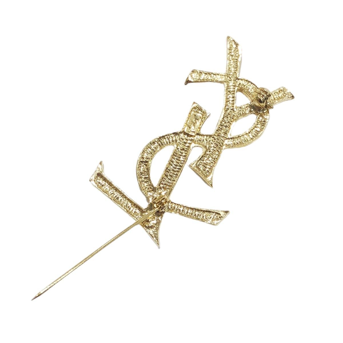 [値下げ不可]サンローラン Saint Laurent ブローチ ラインストーン Yves Saint Laurent - 確実正規品 イヴサンローラン ブローチ