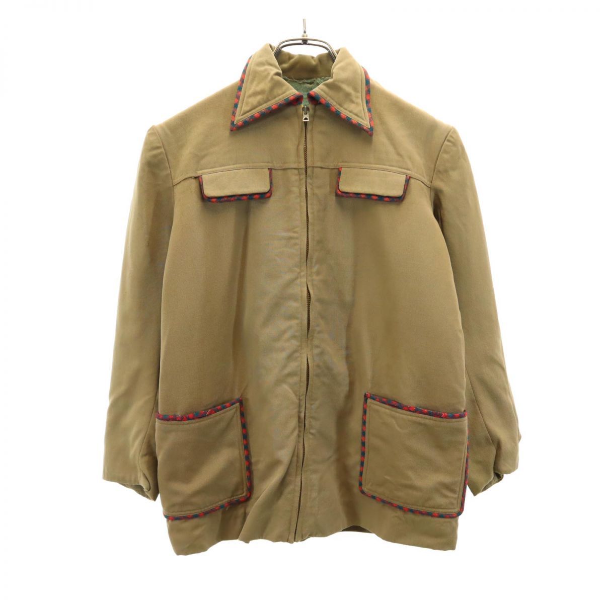ヴィンテージ 70s チェック柄 切替 ジャケット ブラウン系 VINTAGE メンズ 古着 【240115】