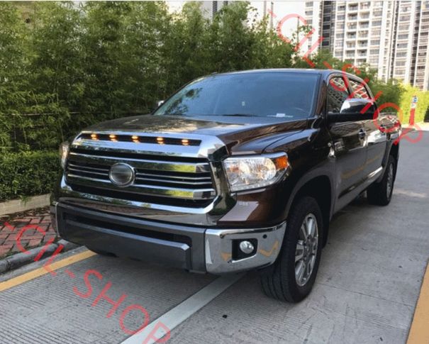 JCSM トヨタ タンドラ TUNDRA GRILLE 2000-2002 フロントグリル 3連 LED グリルバッジ付き 外装 フロントグリル ガーニッシュ クロームフロントアッパーフードバルジモールディンググリル、5つの