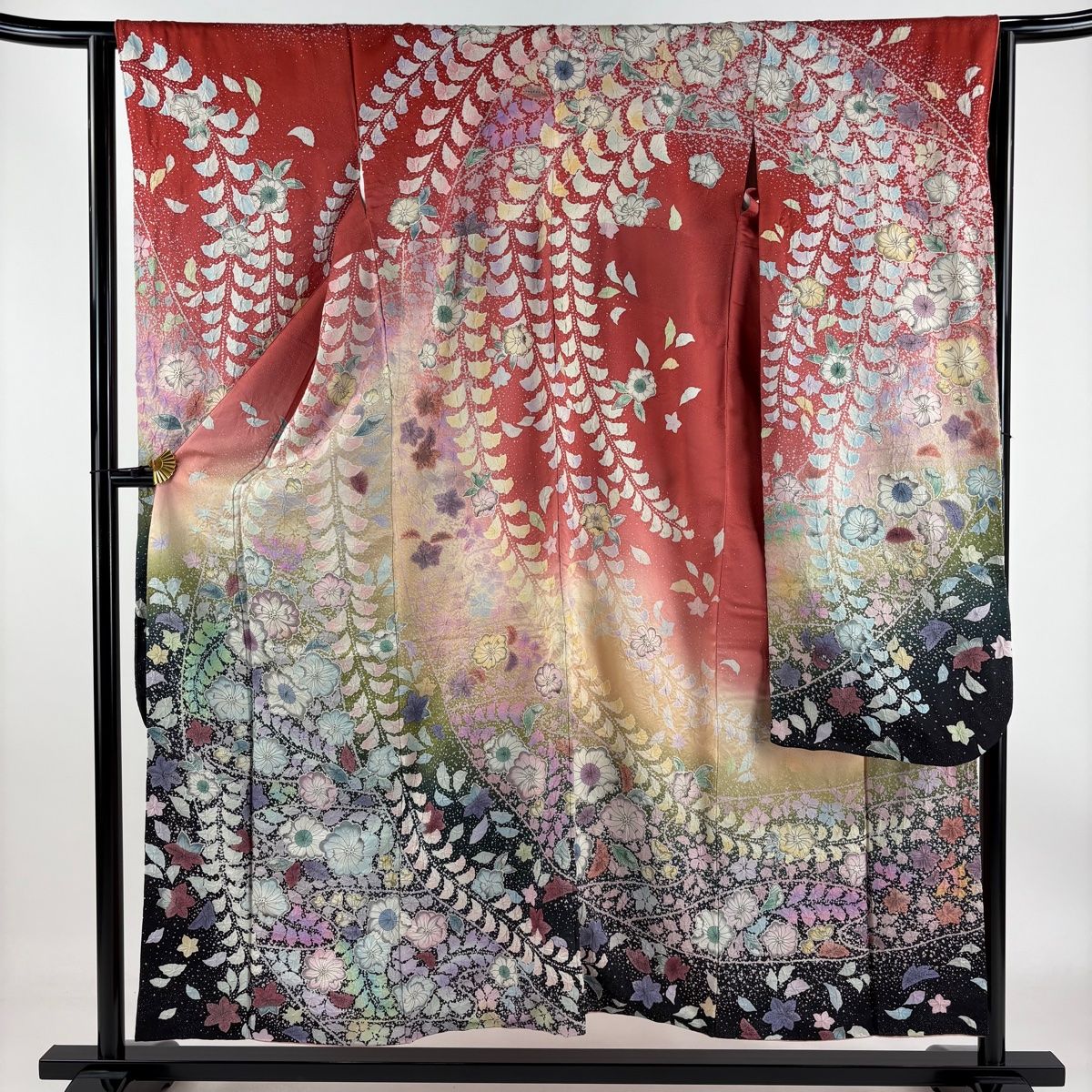 訪問着 逸品 徳永憲峯 落款 辻が花 金通し 紺色 袷 身丈167cm 裄丈