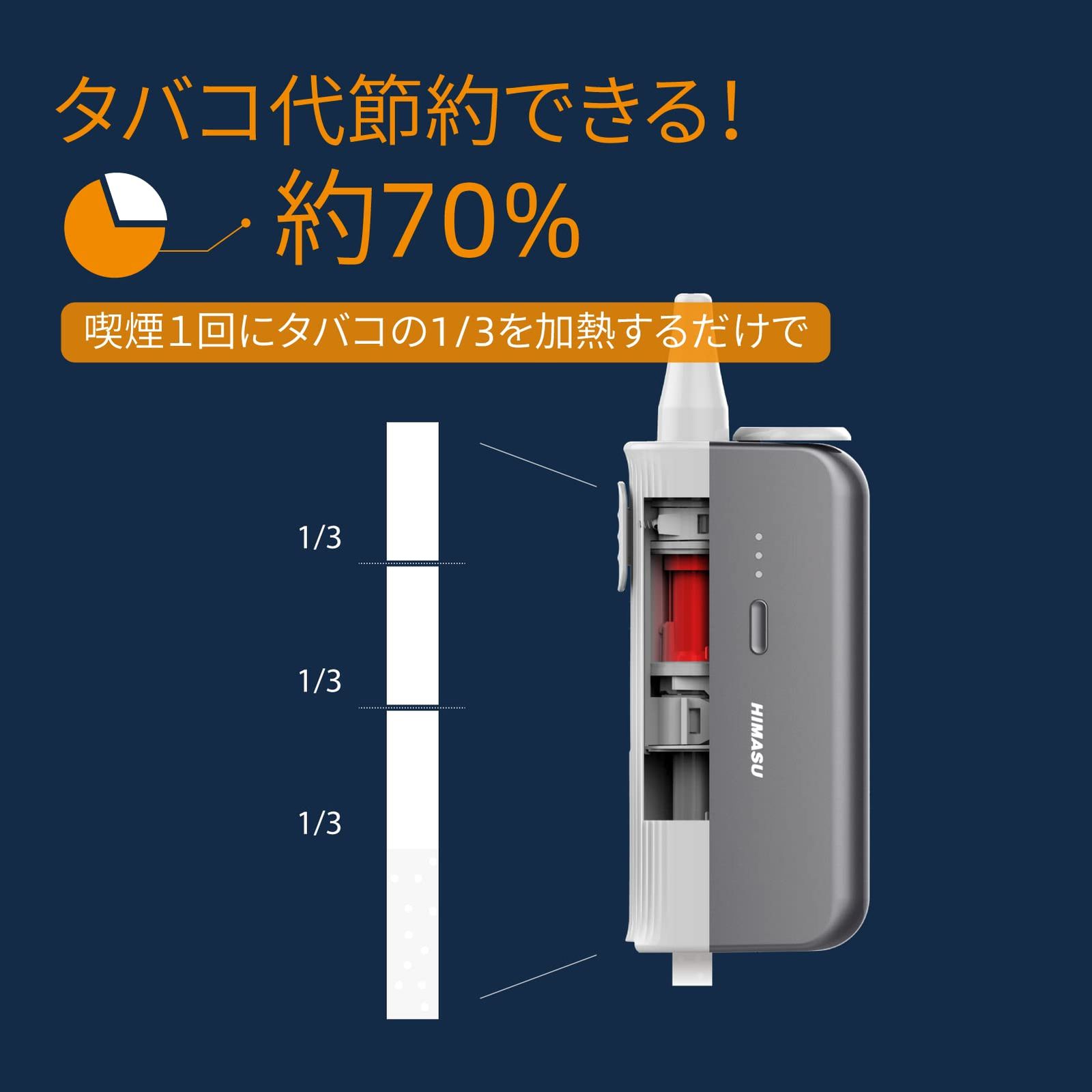 HIMASU 1Be3 加熱式たばこ ヴェポライザー 紙巻き専用 「デバイス」で タバコ1本を3回吸える 節約 「ヴェポライザー」（グレー）