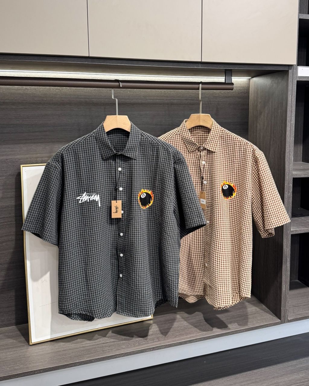 Stussy ステューシー 25SS クラシックフレイム ブラック 8プリント ラペル 半袖シャツ