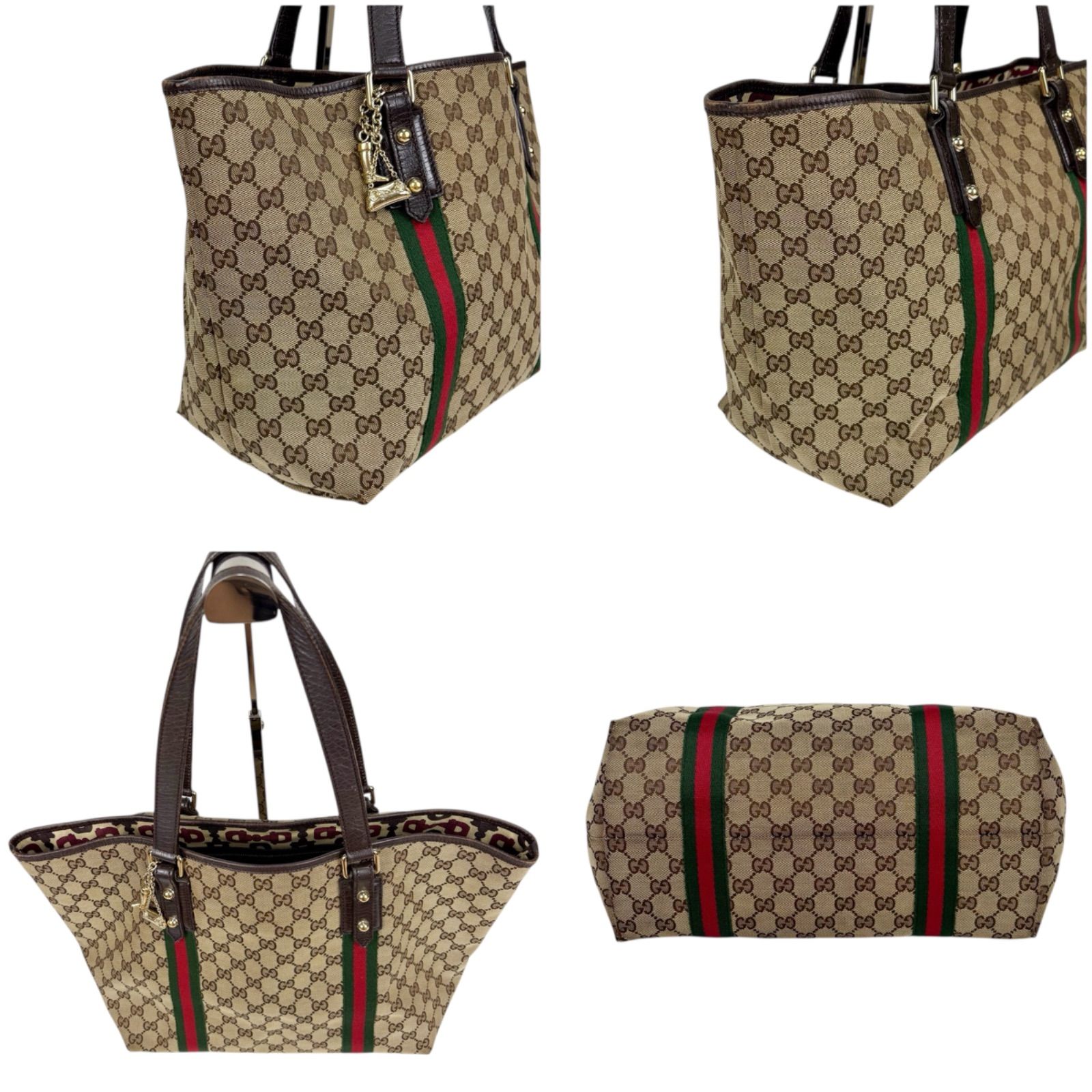GUCCI シェリーライン GG トートバッグ ハートチャーム　ブラウン 希少カラー グッチ GUCCI トートバッグ ハンドバッグ シェリー