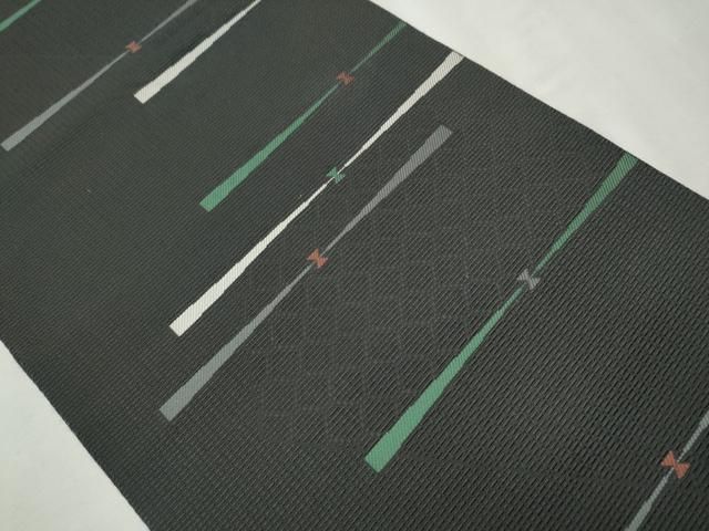 平和屋着物○本場筑前博多織 八寸名古屋帯 吉祥文 黒地 正絹 逸品