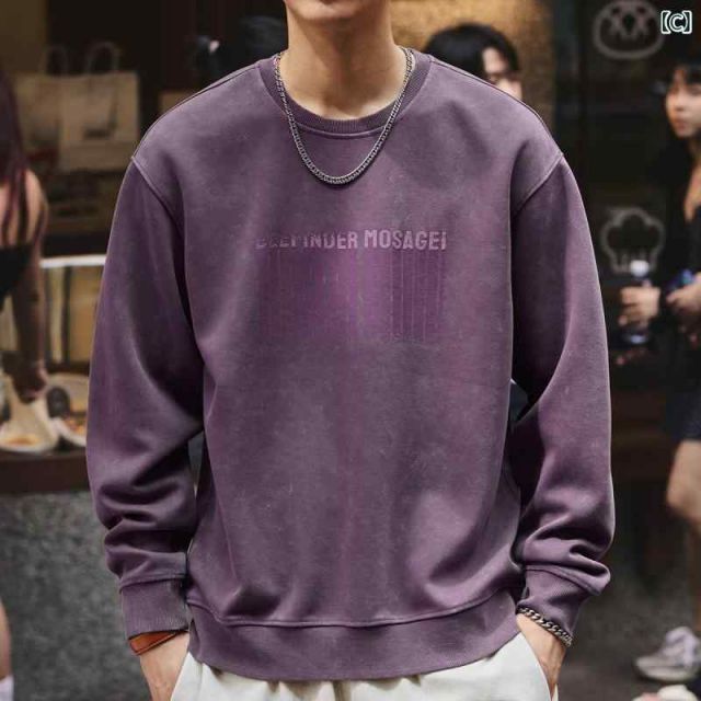 5XL]秋冬 [5XL  ]秋冬 コーデ メンズ  服 シンプル ファッション オシャレ 大人 かっこいい 大きいサイズ ストリート 紳士服  ハイエンド アメリカン レトロ ウォッシュ プリント ラウンドネック スウェ コーデ メンズ 服 シンプル ファッション オシャレ 大人