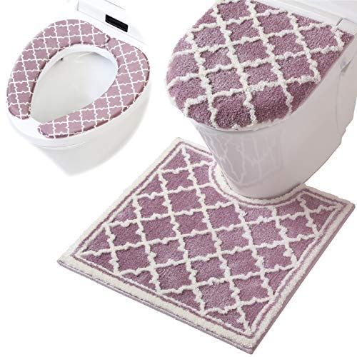 ローズ・ゴムデコレース付き MINTON ミントン 『洗浄暖房便座用フタとトイレマットの２点セット』 リーガハドンホール 上品 花柄 ピンク ｜ローズ・ゴムデコレース付き MINTON ミントン 『洗浄暖房便座