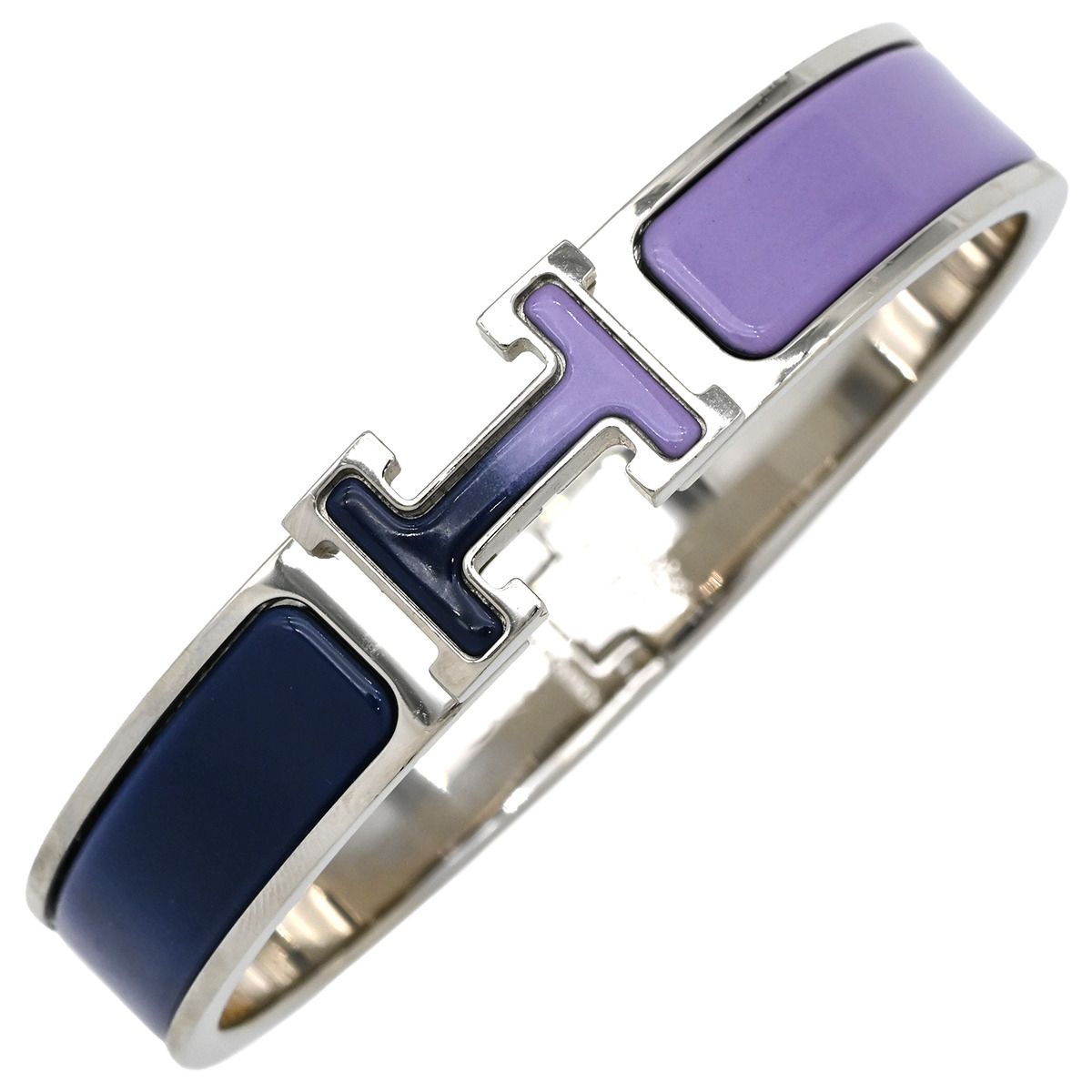 エルメス HERMES ブレスレット クリックH PM メタル エナメル パープル×ネイビー ネイビー グラデーション Hブレス クリッククラック