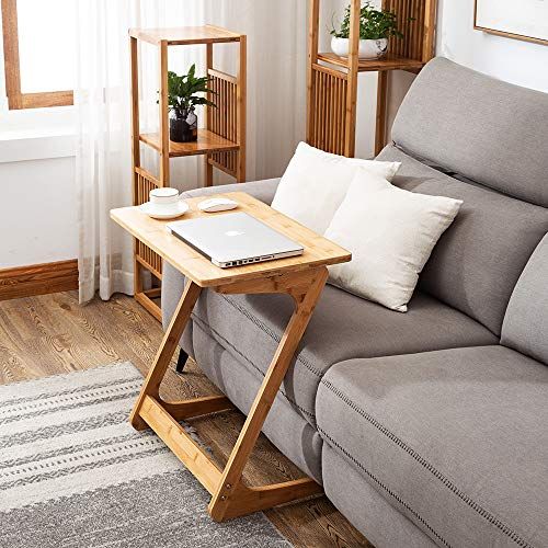 新品 リビング ソファ サイドテーブル ノートパソコンテーブル 竹製