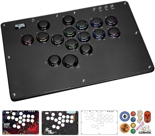 Haute42 U16 レバーレス アケコン 天板カスタマイズ自由 薄型コンパクト設計 天板広め 追加ボタン枠付き レバーレスコントローラー 膝置き 持ち運び便利 無遅延 ホットスワップ対応 RGB搭載 連射機能 ボタン交換可 日