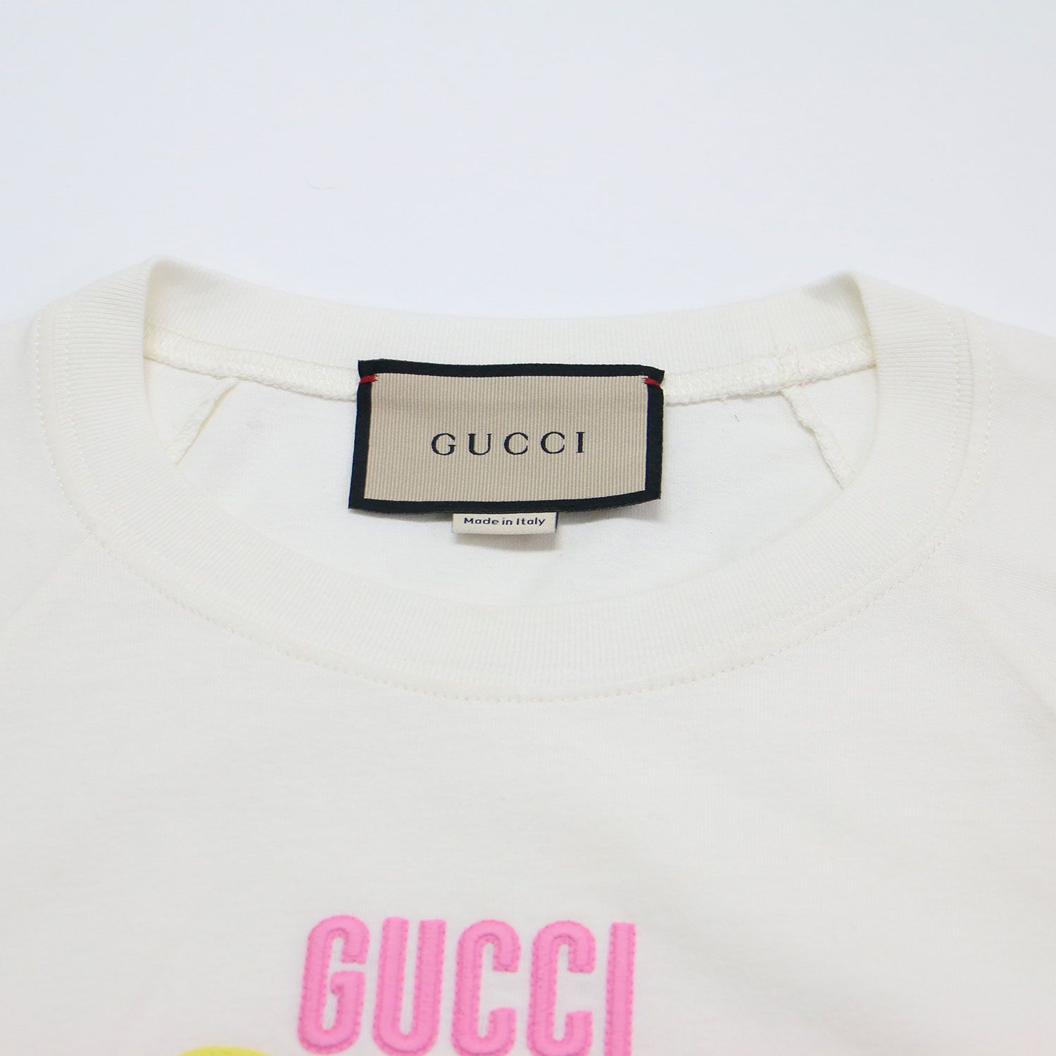 GUCCI グッチ Tシャツ・カットソー 白 S 4103625E0108 Cotton jersey T-shirt with print in white | GUCCI® US