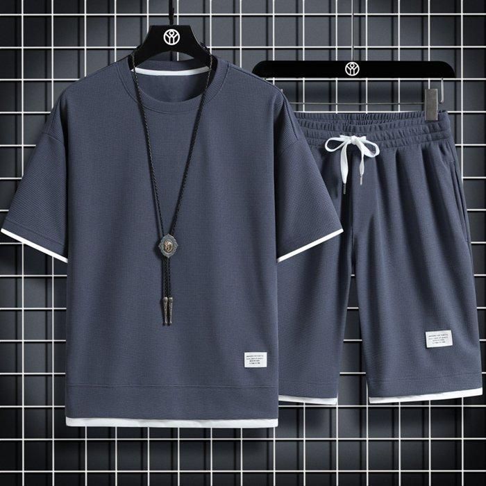 ワッフル 半袖 セットアップ 大きいサイズ メンズ B＆T CLUB (ビーアンドティークラブ