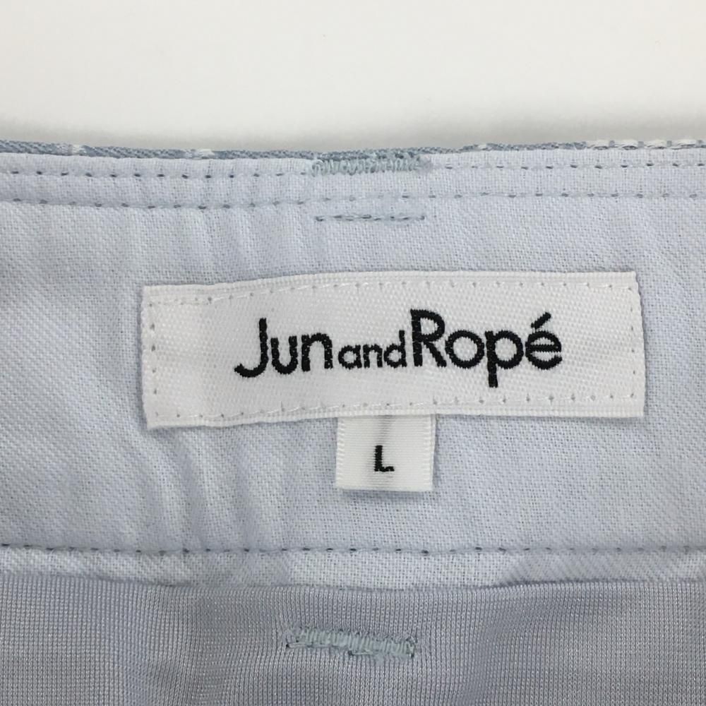 JUN&amp;ROPE’ - 【超美品】ジュンアンドロペ スカート ライトブルー×白 花柄織生地 裏地付 レディース L ゴルフウェア JUN＆ROPE ジュンアンドロペ スカート グレーブルー×白 織生地 花柄 バック