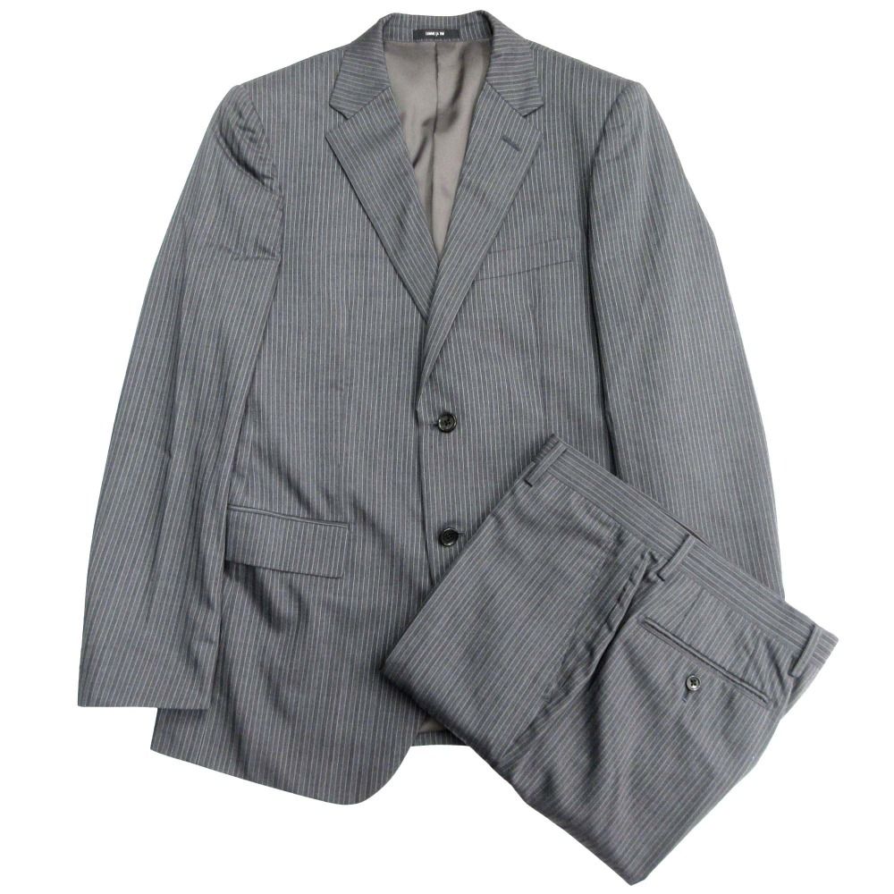 COMME CA ISM コムサイズム セットアップ スーツ ジャケット ブレザー パンツ スラックス ピンストライプ 総裏 M グレー メンズ 古着