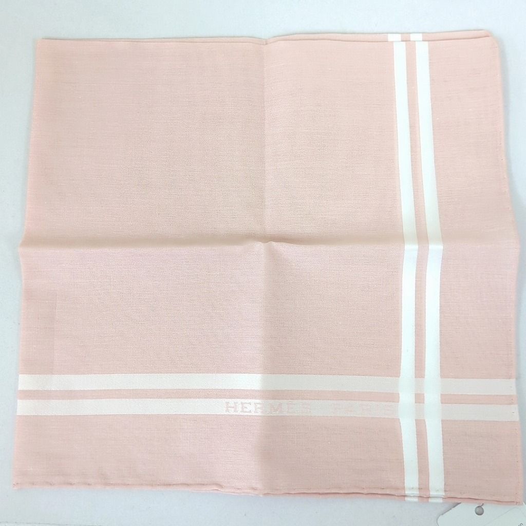 HERMES Hロゴ タオルハンカチ ピンク系 エルメス ハンカチ