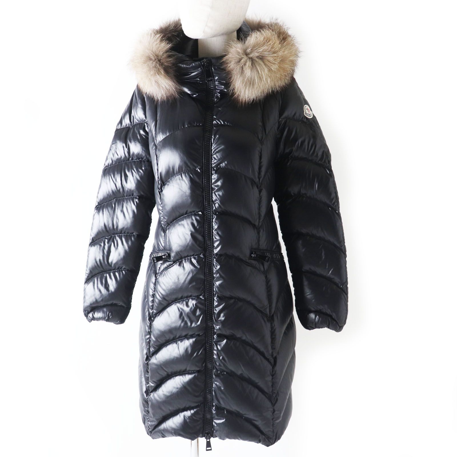 極美品 MONCLER モンクレール ALBIZIA ロゴワッペン フォックスファー ...