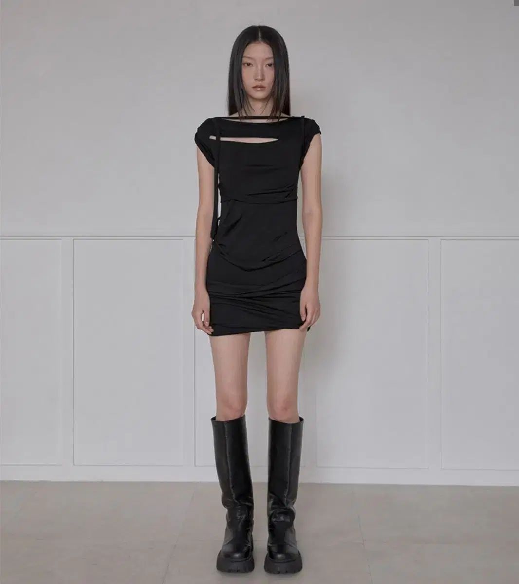 FLAREUP フ アップ ワンピース 黒 Draped Strap dress