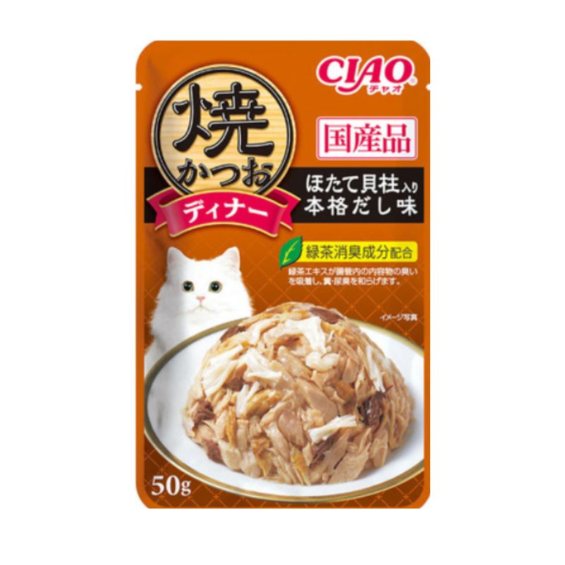CIAO チャオ 焼ディナー 焼かつお ほたて貝柱入り 本格だし味 50g 96袋セット
