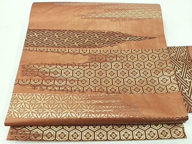 平和屋着物○西陣 川島織物 九寸開き名古屋帯 ワンポイント 牡丹文