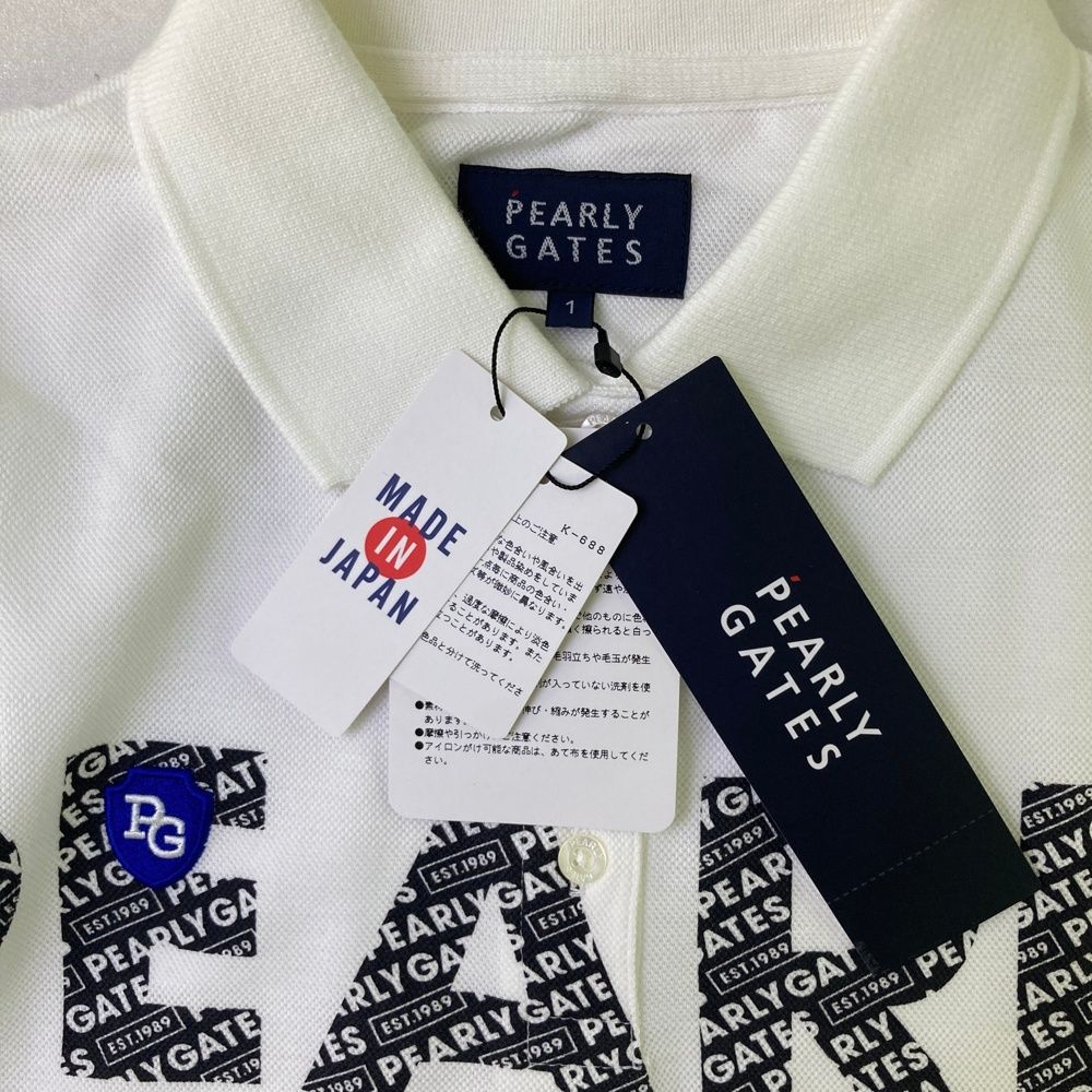 サイズ：1 PEARLY GATES パーリーゲイツ 055-2260692 半袖ポロシャツ ロゴプリント  ホワイト系 [240101475321] ゴルフウェア レディース ストスト 新品】PEARLY GATES パーリーゲイツ 055-2260692 半袖ポロシャツ