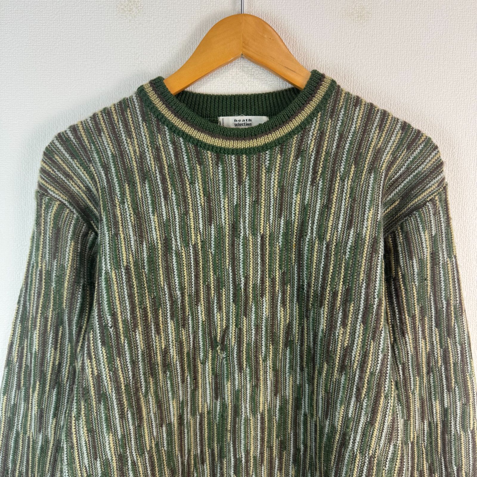 90s vintage ヴィンテージ セーター ニット 総柄 ストライプ グリーン