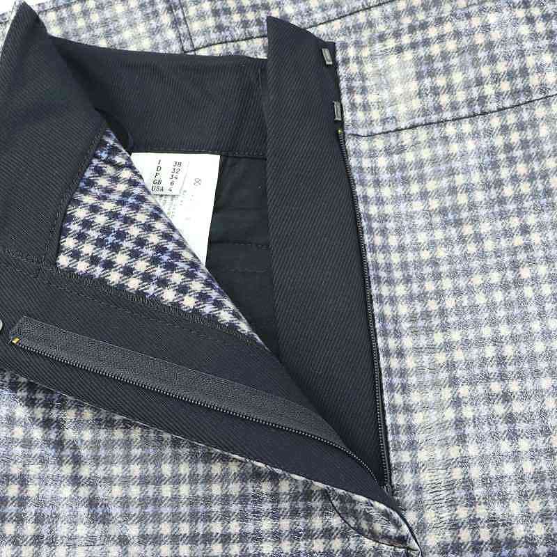 CHARLIER コーティングチェックスカート