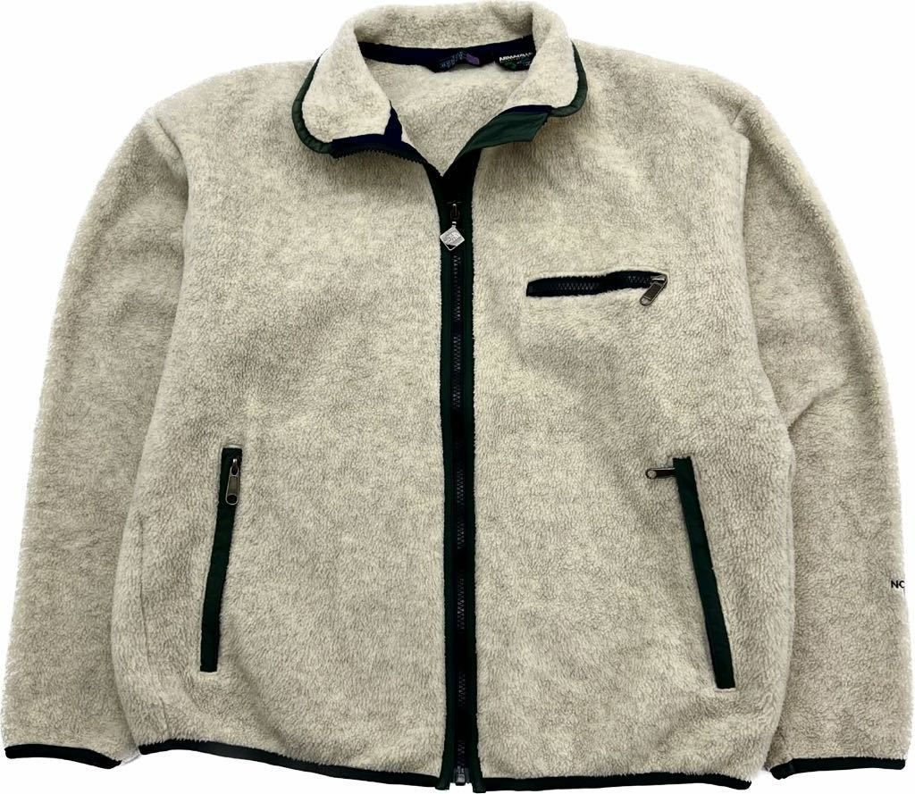 THE NORTH FACE レトロ感◎ フリース ジャケット ベージュ グリーン M 登山 アウトドア タウンユース ノースフェイス EA229