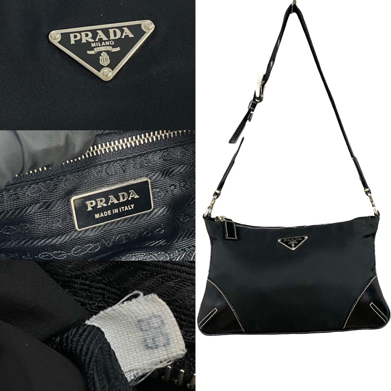 極 美品 希少品 PRADA プラダ 三角ロゴ 金具 ナイロン レザー 本革 ミニ ショルダーバッグ ポシェット サコッシュ ブラック 黒 31810  - メルカリ