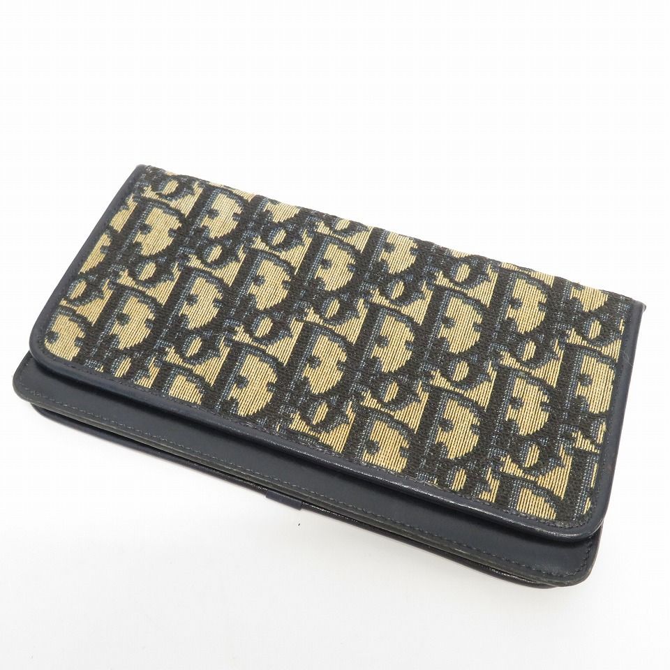 【VINTAGE】ディオール トロッター ロゴ ロングウォレット AUTH CHRISTIAN DIOR VINTAGE TROTTER PATTERN CANVAS BI-FOLD