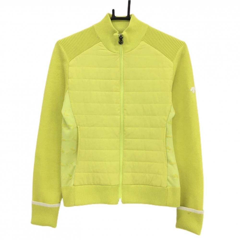 【美品】デサントゴルフ 中綿ニットジャケット イエロー 身頃中綿 中田英寿 レディース M ゴルフウェア DESCENTE