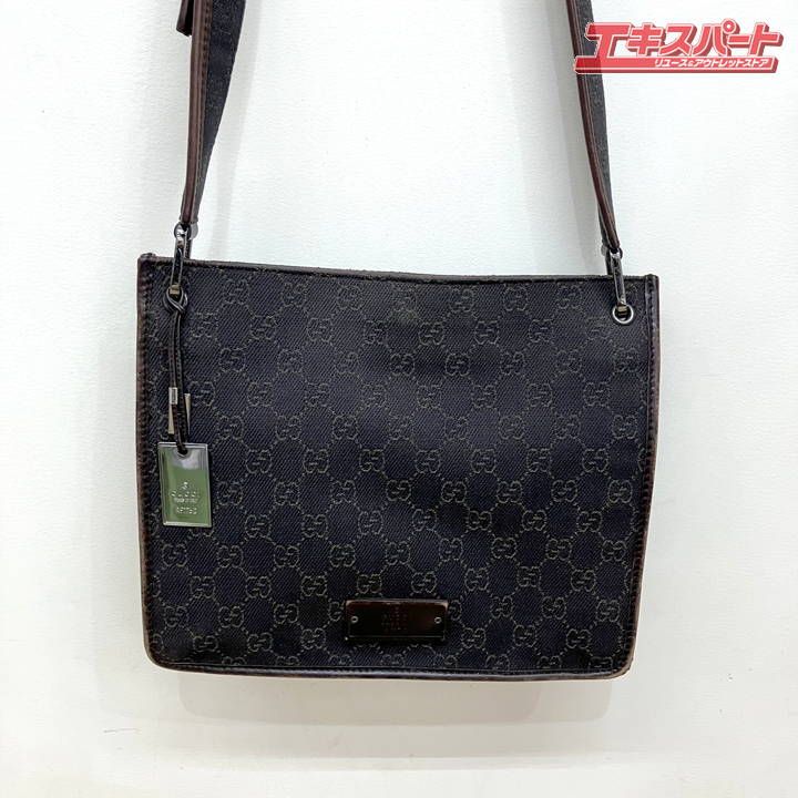 GUCCI グッチ GGキャンバス レザー ショルダーバッグ 91762 ブラウン
