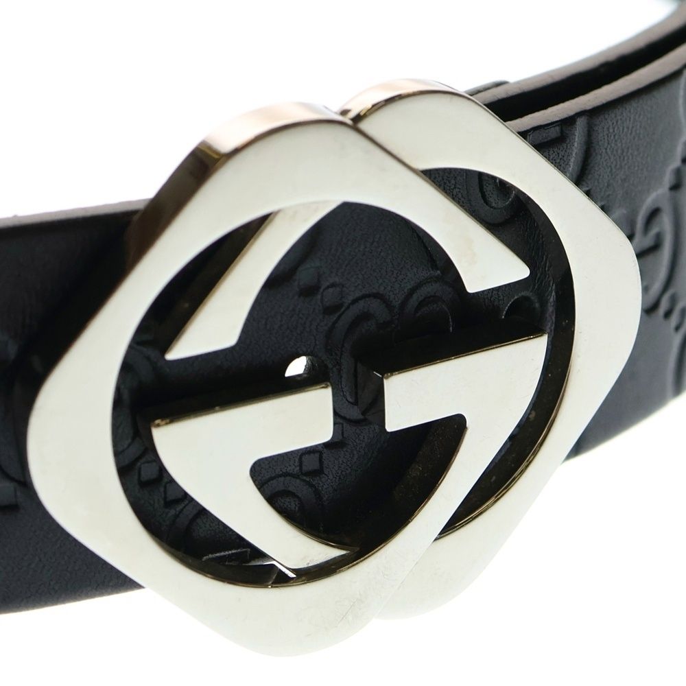  GUCCI グッチ グッチシマ GG レザーベルト インターロッキングバックル ブラック 182320 ベルト 小物