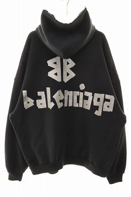 【関税込み】BALENCIAGA 25SS テープロゴプリント フーディ 黒 BALENCIAGA バレンシアガ 25SS テープロゴプリント フーディ*黒