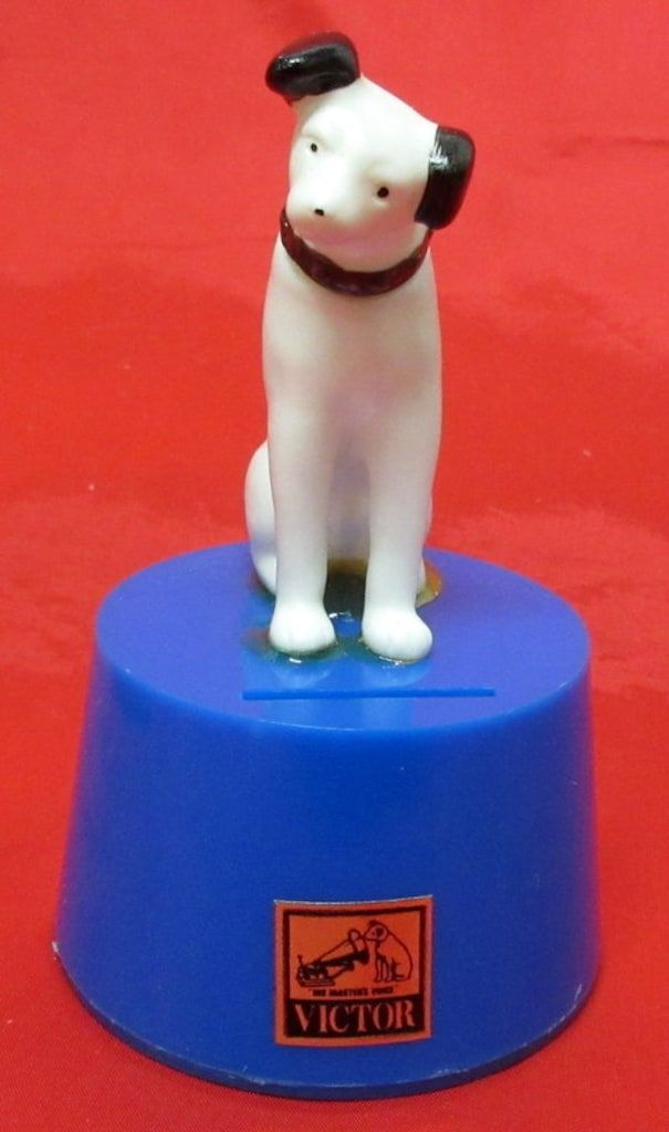 ビクター犬 貯金箱 陶器 ビクター 犬のニッパー 貯金箱 高さ15cm | ブリキのおもちゃ