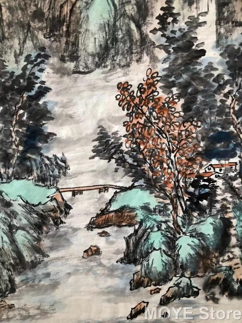 純手描き四連山水画芯