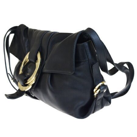 中古】 ブルガリ BVLGARI チャンドラ ショルダーバッグ ブラック