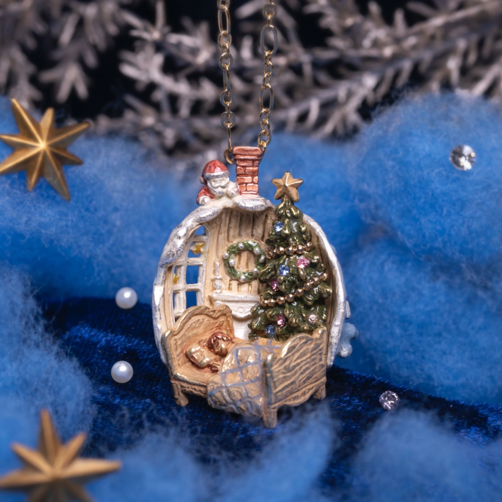 チェコガラス/ガラスツリー/キャンドル/卓上/クリスマス/ライン