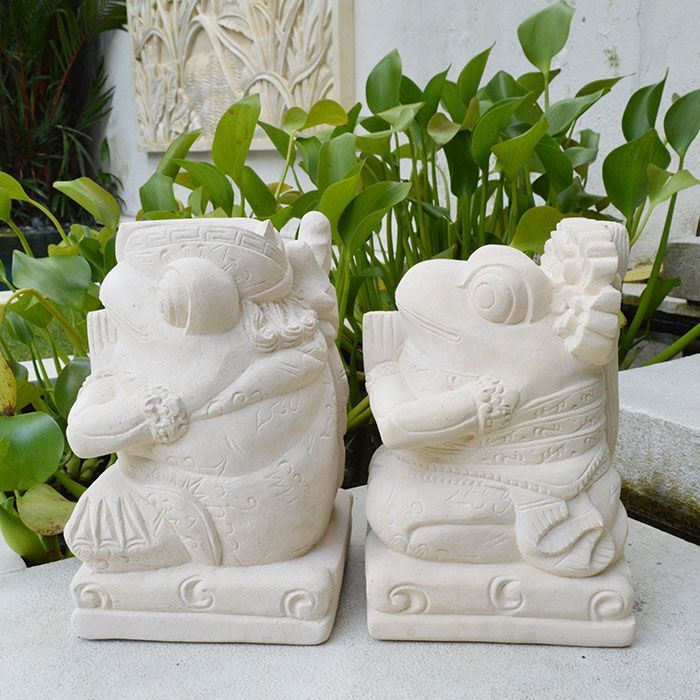 アジアン バリ島 噴水 水盤 カエル プルメリア パラスストーン 置物